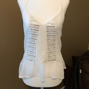 Hollister, white sequin tank XS